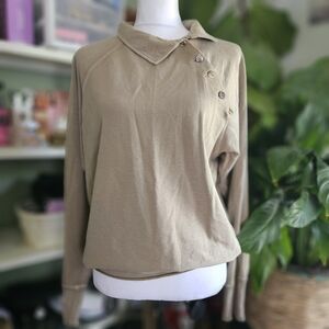 Free People Tan Long Sleeve Button Down Shirt